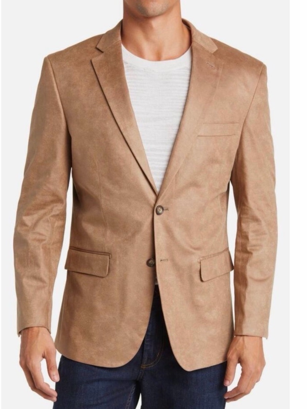 Daniel Hatcher Men's Tan Faux Suede Blazer Single-Breasted Jacket 44R NWT